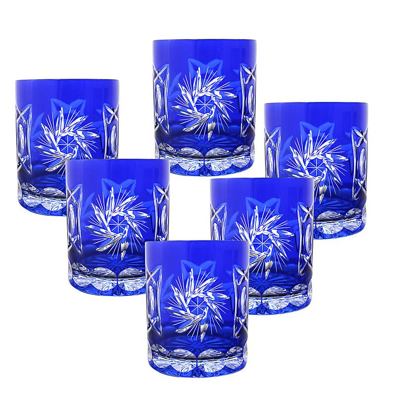 Whiskyglas blau Schleuderstern 6er Set (280ml)