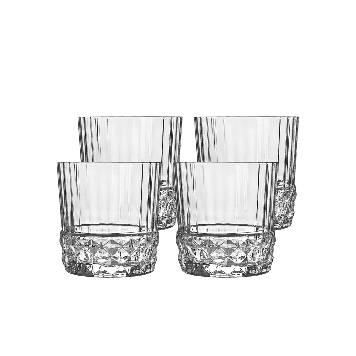 Whiskyglas Becher Trinkglas Retro Vintage Kristallglas America 4er Set 380ml