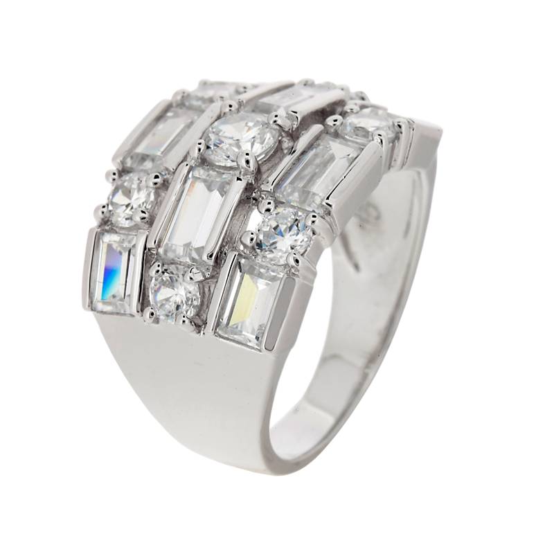 Damen Ring Aus 925 Sterling Silber Mit Zirkonia – Eleganter Breitring, Rhodiniert, In Verschiedenen Größen