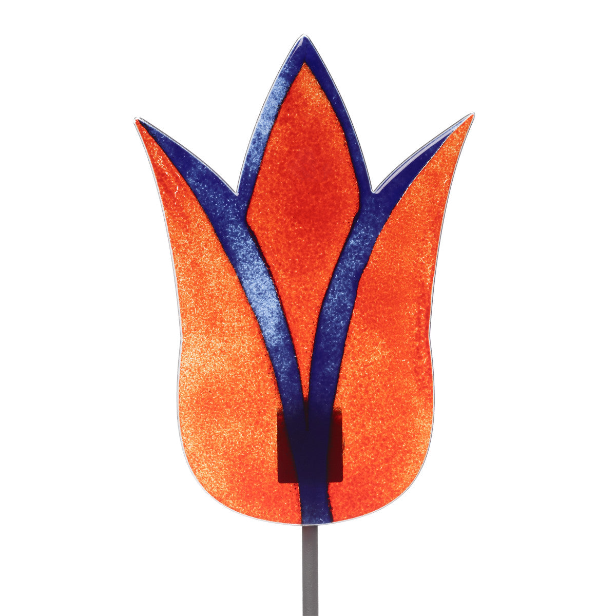 Gartenstecker La Flor 30 cm inkl. Stab blau-rot Fusing-Glas