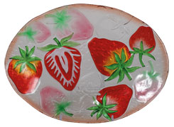 Glasteller Früchte "Erdbeeren" Glasschale Teller Tischdeko  ca. 30 cm Handmade