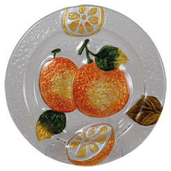 Glasteller Früchte "Orangen" Glasschale Teller Tischdeko  ca. 20 cm Handmade