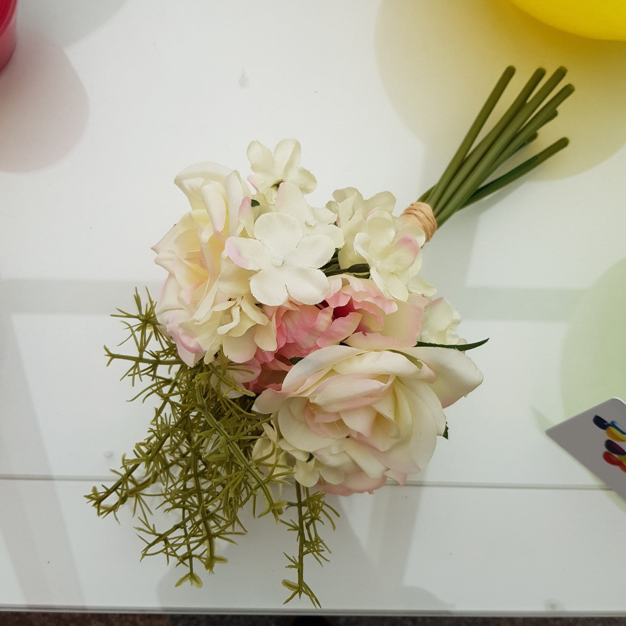 Kunstblume Rosen-Hortensien-Bouquet 20cm