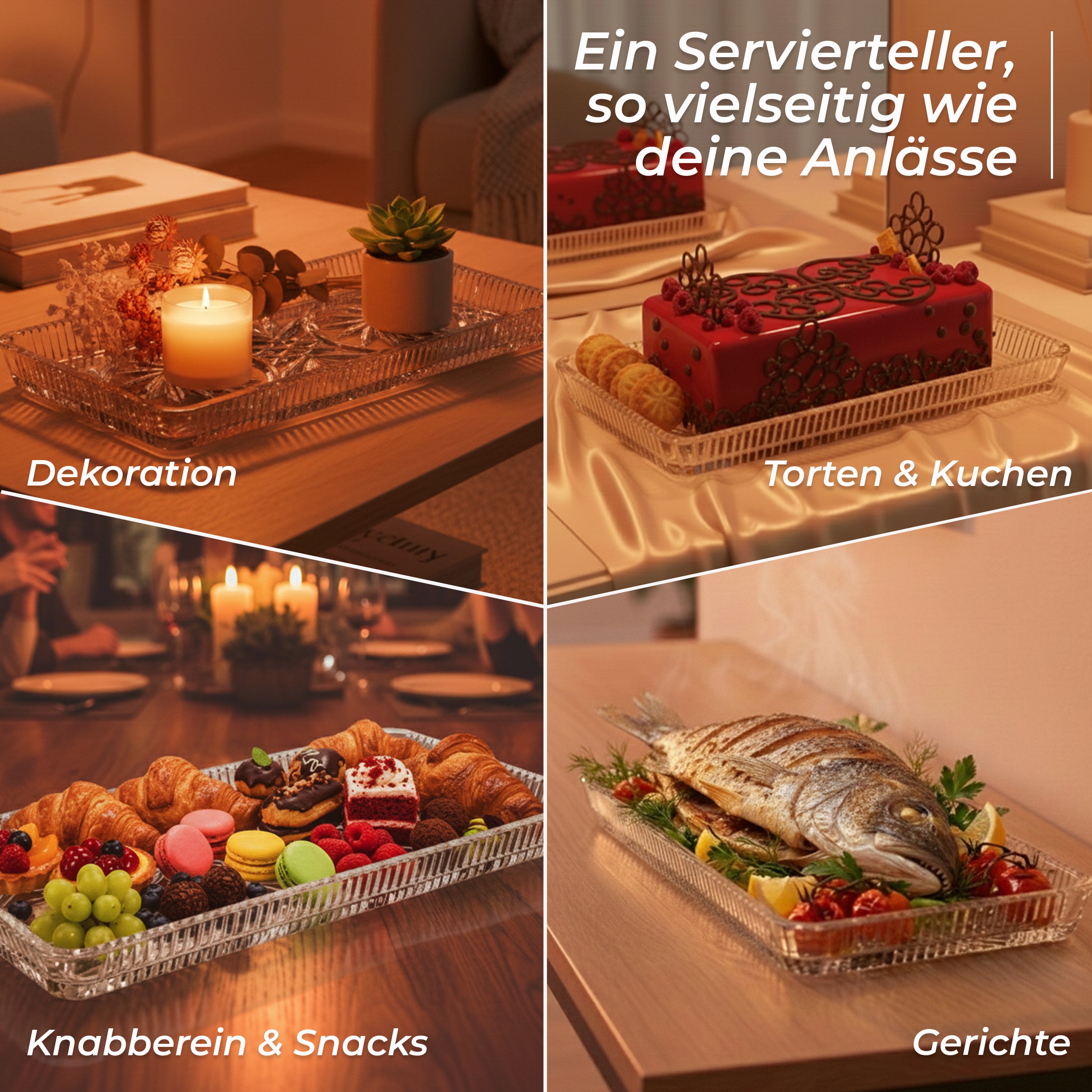 Platte aus Bleikristall 2er Set 28cm