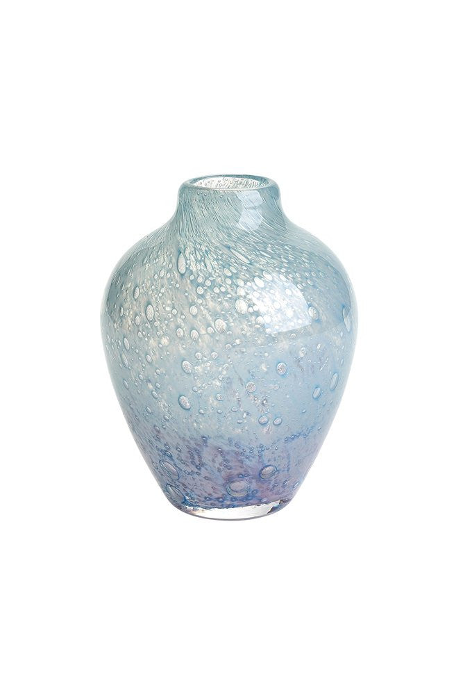 Glasvase Frühlingsvase Linen klein bauchig Bubbles hellblau 13,5cm