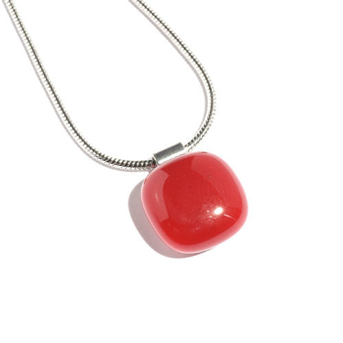 Halskette mit Glasanhänger Simply Rot (Edelstahlkette)