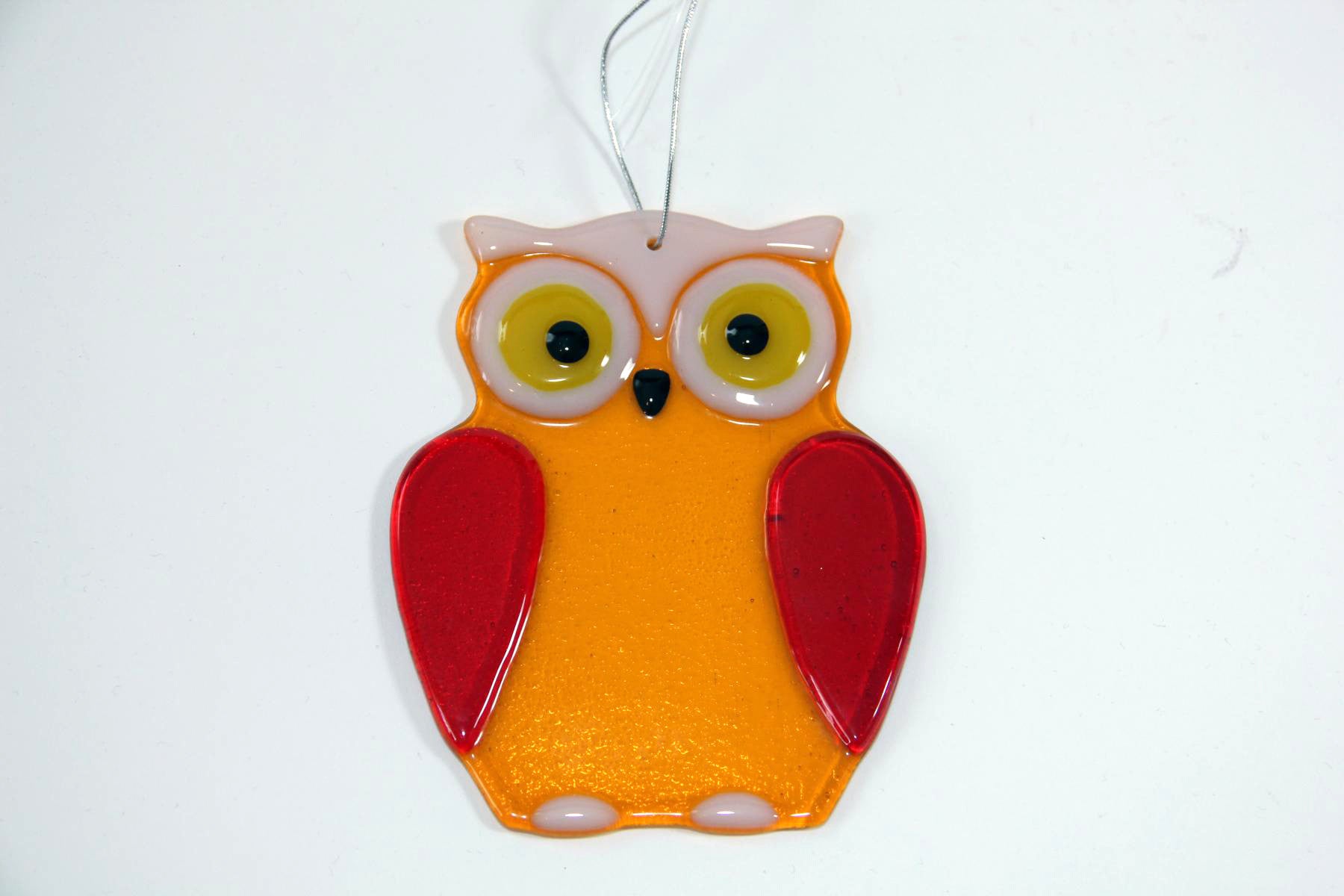 Glas Eule zum Hängen ca.12x11cm