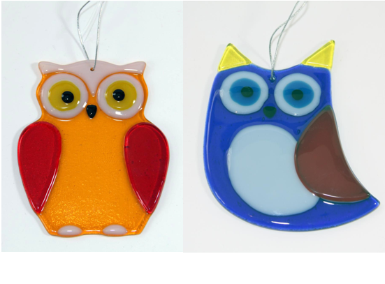 Glas Eule zum Hängen ca.12x11cm