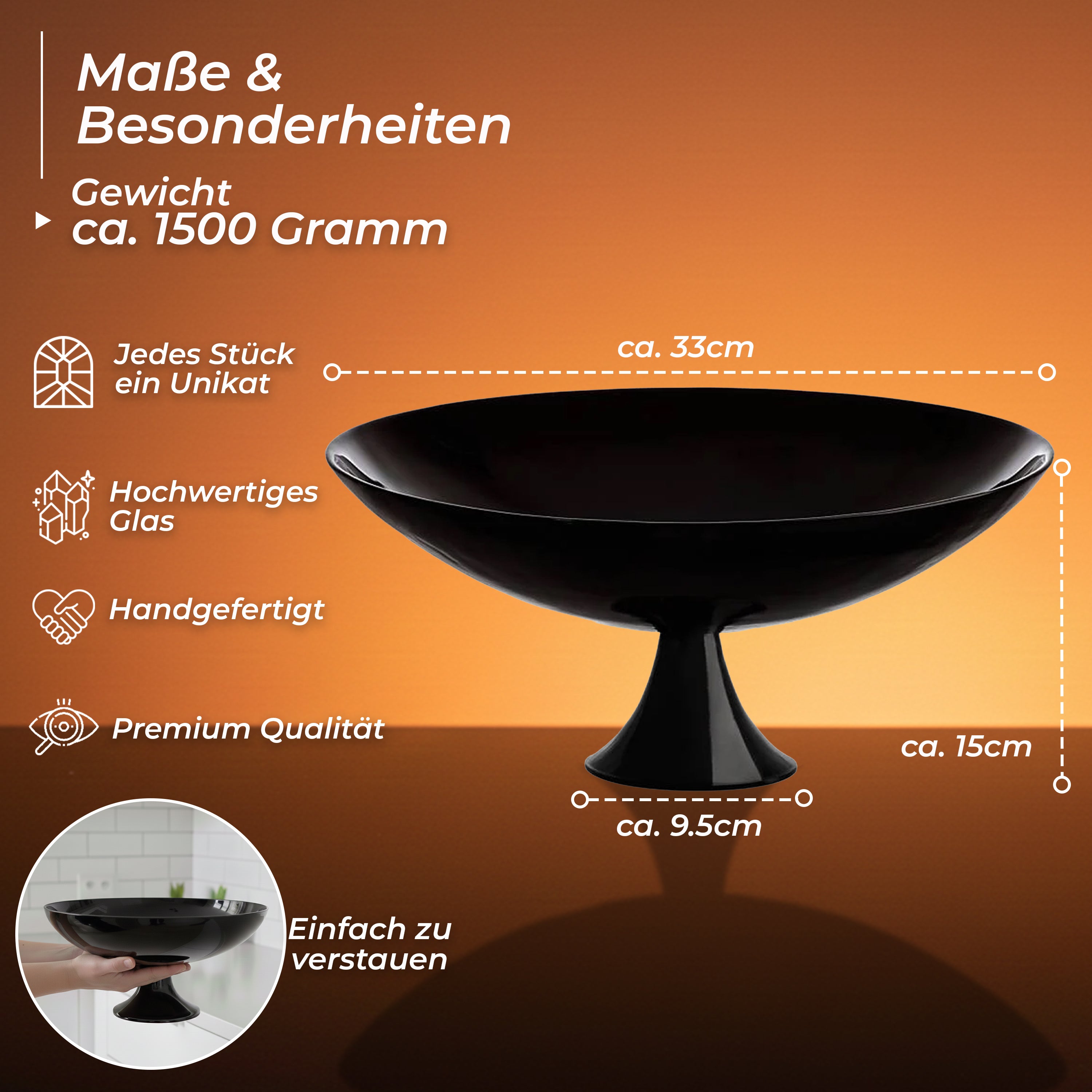 Schale auf Fuß "Night" (32,5cm)