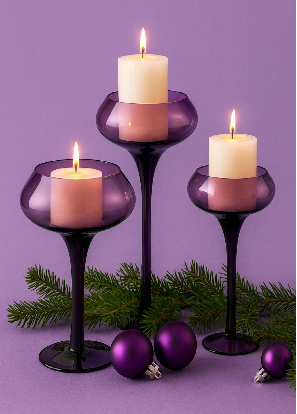 Kerzenhalter Kerzenständer Teelichthalter Sunstar Violett Glas 20 cm