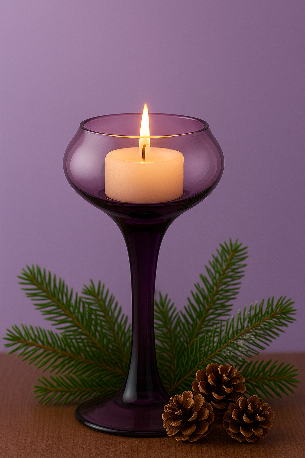 Kerzenhalter Kerzenständer Teelichthalter Sunstar Violett Glas 20 cm