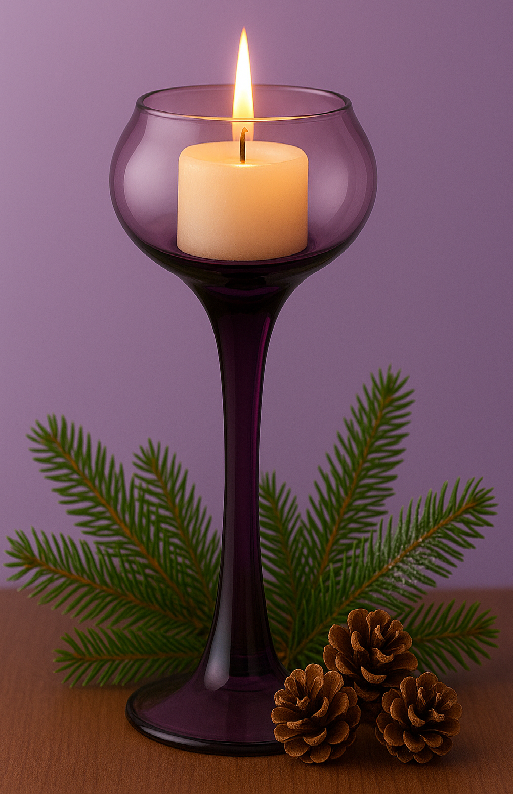 Kerzenhalter Kerzenständer Teelichthalter Sunstar Violett Glas 25 cm