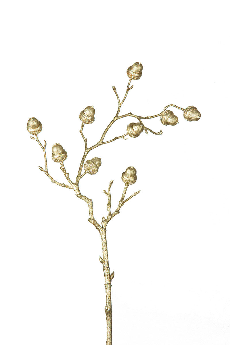 Kunstblume Zweig "Acorn" creme 48cm