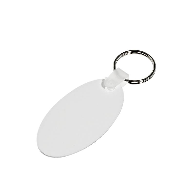 Schlüsselanhänger Foto Oval, aus weißem Kunststoff