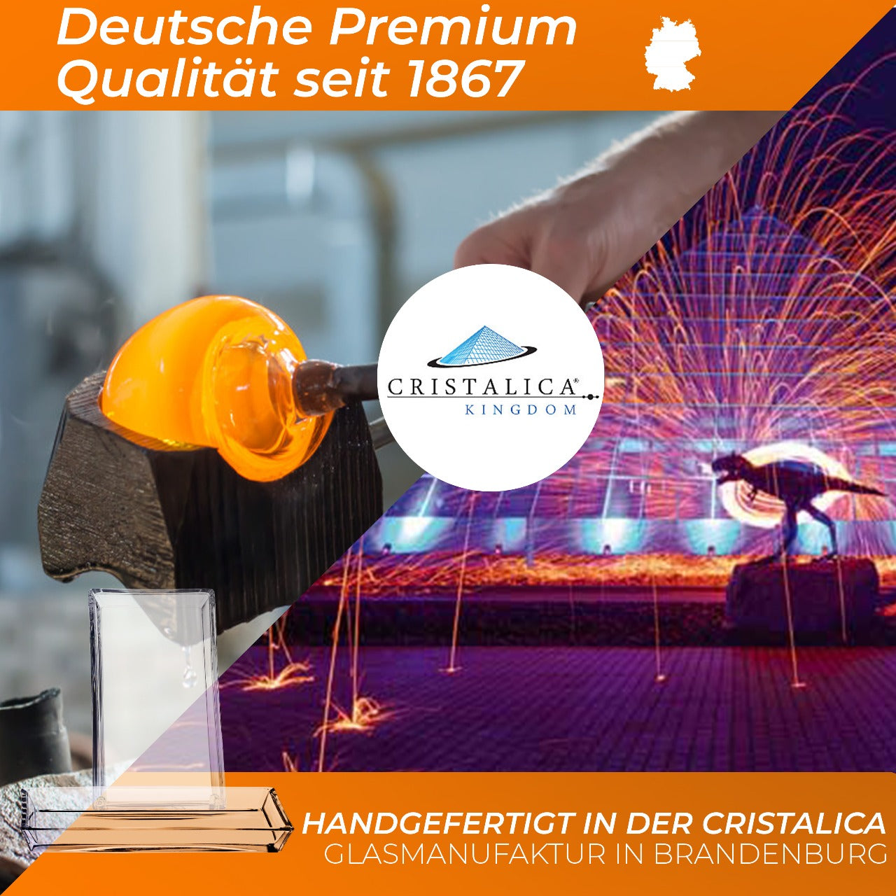 Butterplatte Loft 19x10cm Servierplatte Buffet Teller Kristallglas klar eckig