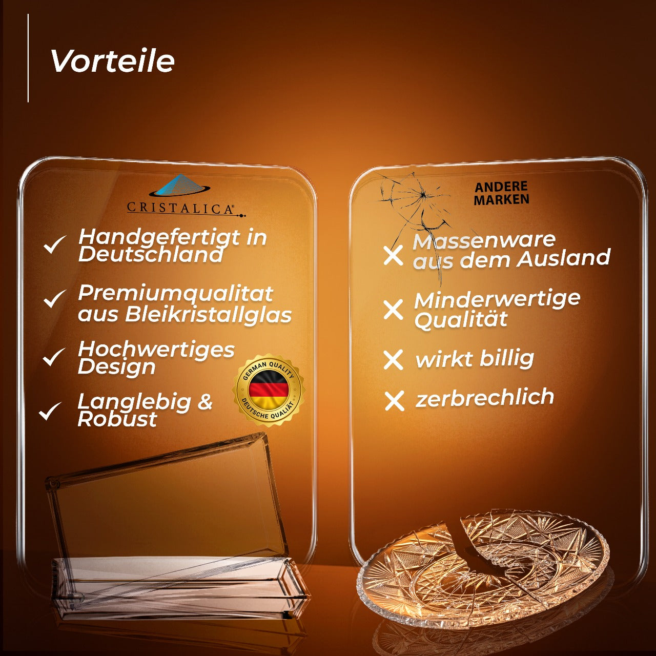 Butterplatte Loft 19x10cm Servierplatte Buffet Teller Kristallglas klar eckig