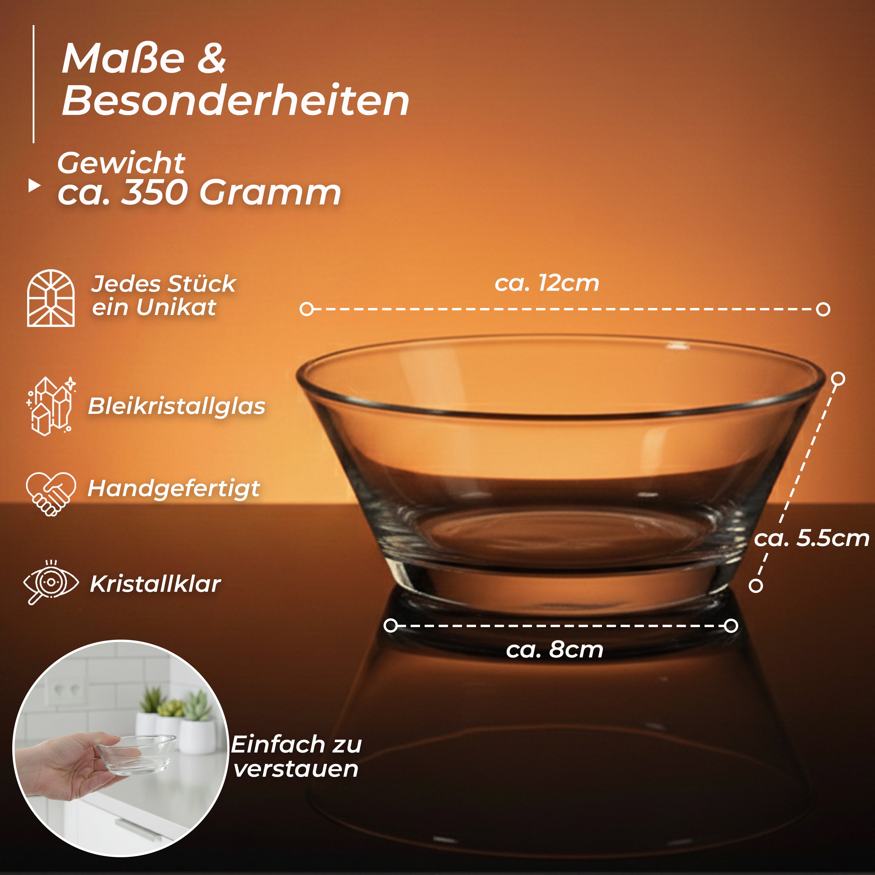 Müslischale Loft 12cm Schüssel Dessertschälchen Kompottschale Bleikristall klar