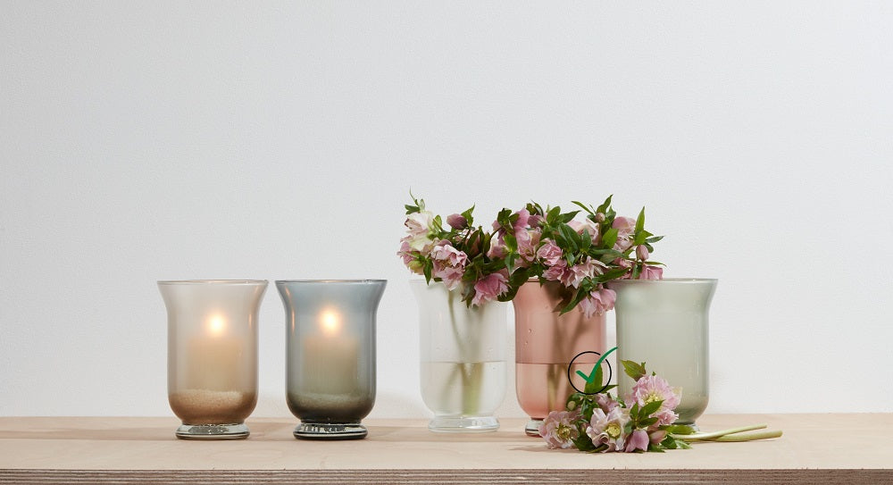 Windlicht Tischdekoration Glas Vase Pastell H 20 cm