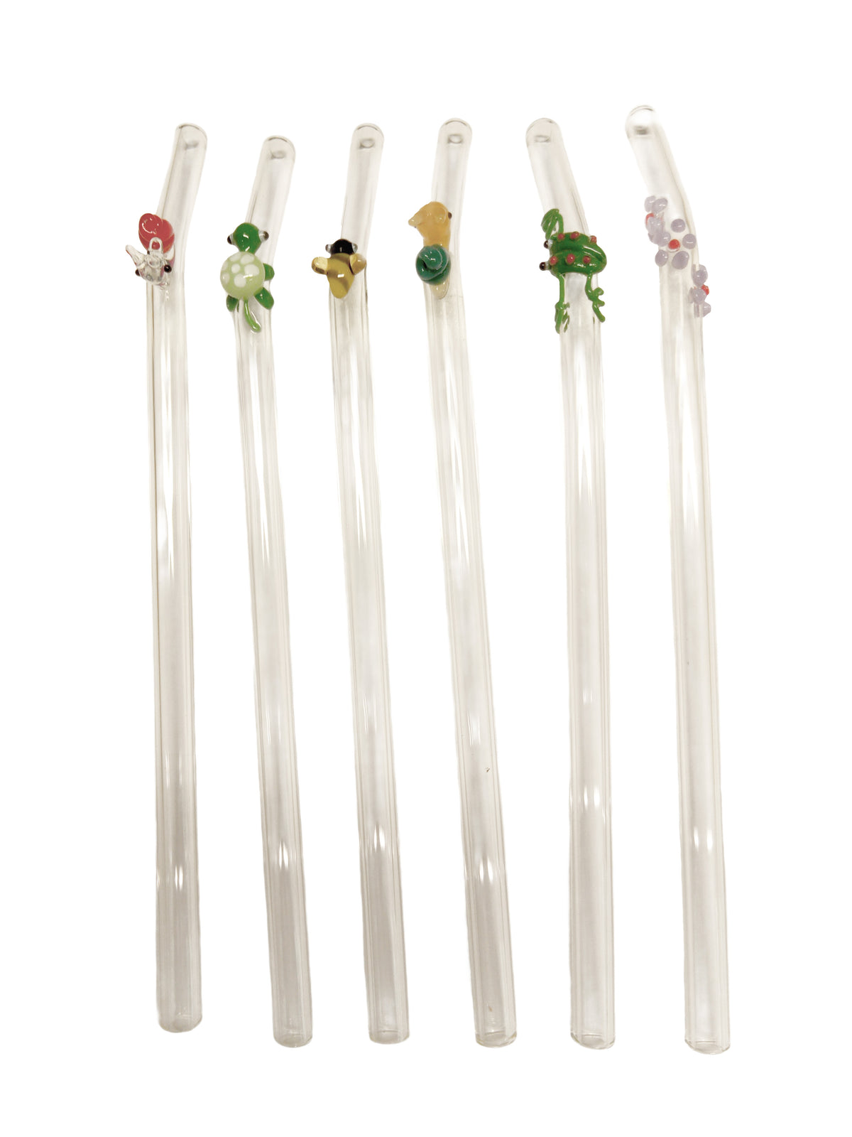 Glasstrohhalme 6er-Set Trinkhalm mit BŸrste wiederverwendbar bunt 20cm x 8 mm