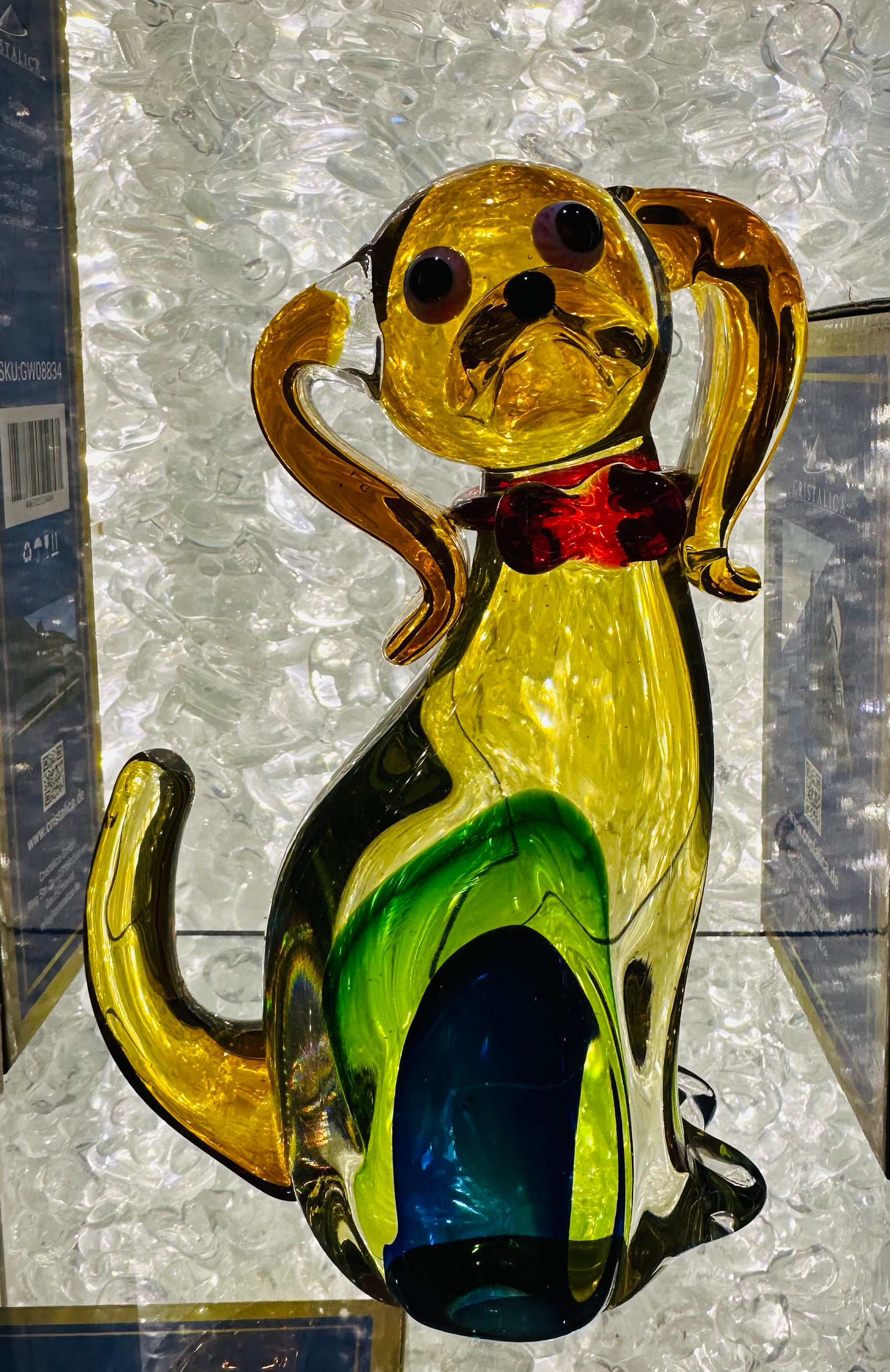 Glasfigur Hund Höhe ca. 20,5cm/ Länge ca. 12,5cm Handarbeit