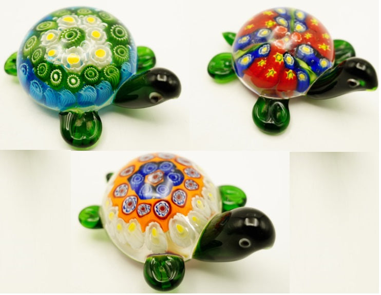 Glasfigur Schildkröte Höhe ca. 5,5cm/ Länge ca. 11cm Bunt Handarbeit