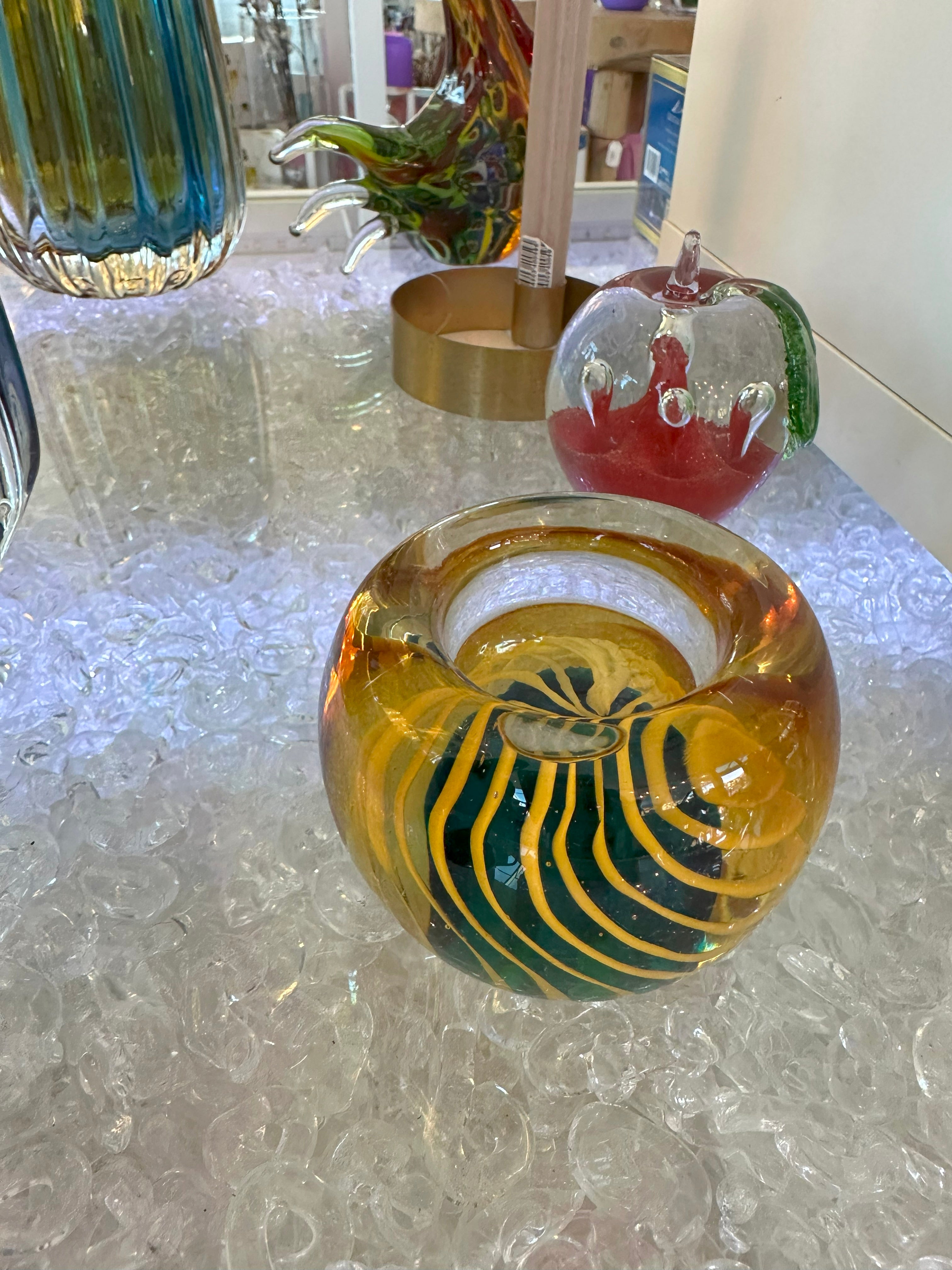 Teelichthalter Murano-Stil Höhe ca. 8cm Handarbeit