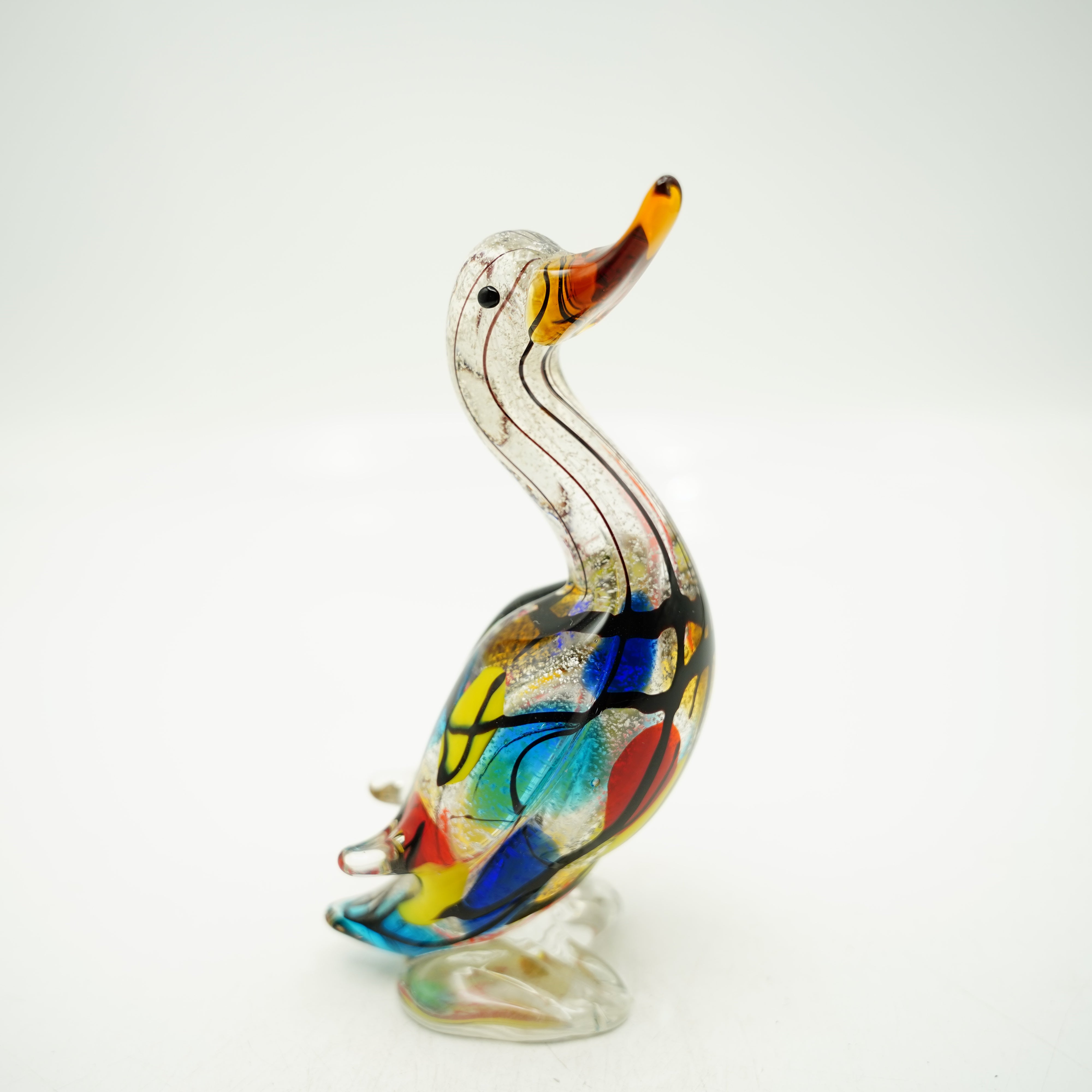 Glasfigur Ente Höhe ca. 37cm Bunt Handarbeit