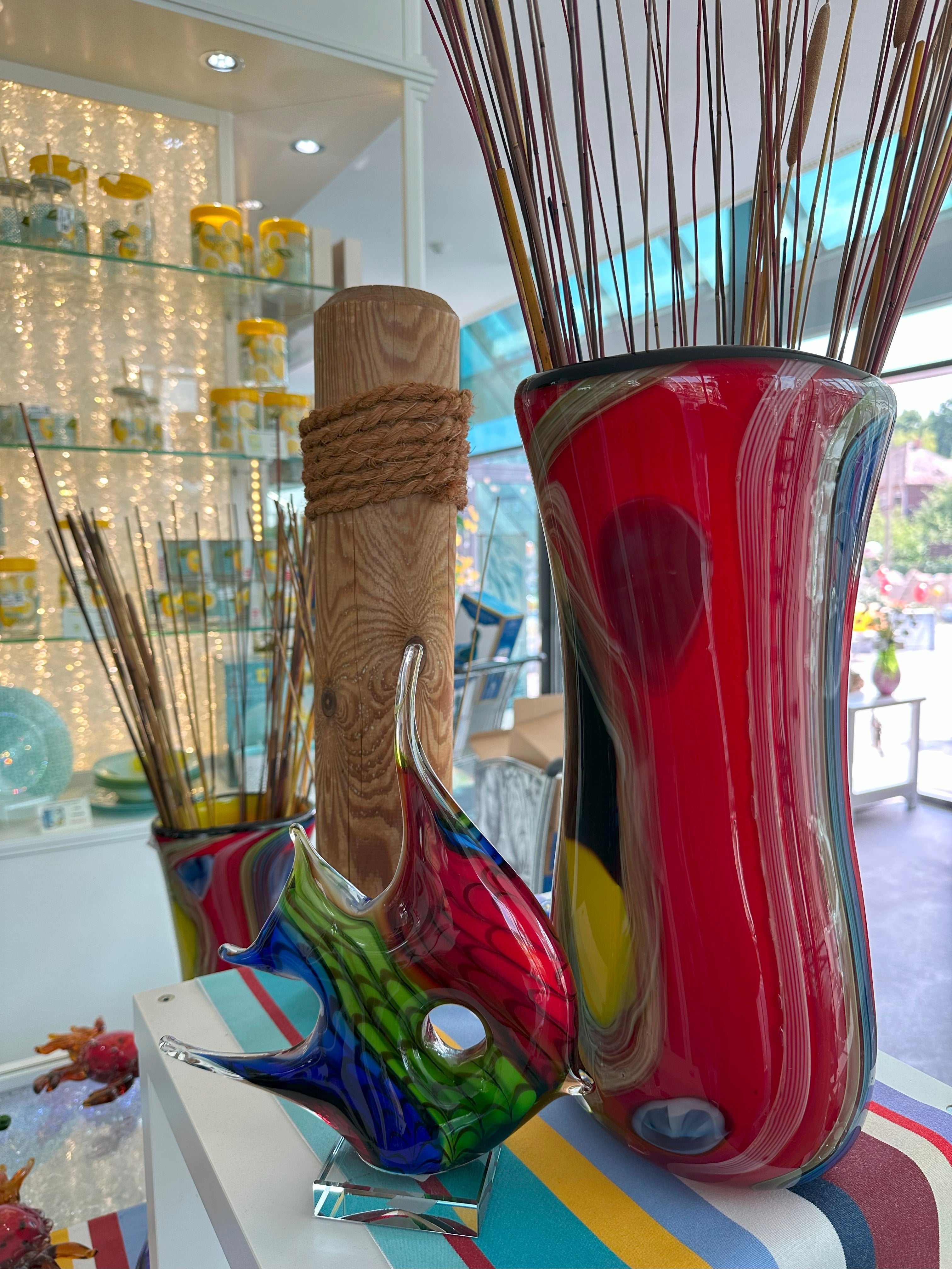 Glasfigur Fisch Murano-Stil Höhe ca. 29,5cm Bunt Handarbeit