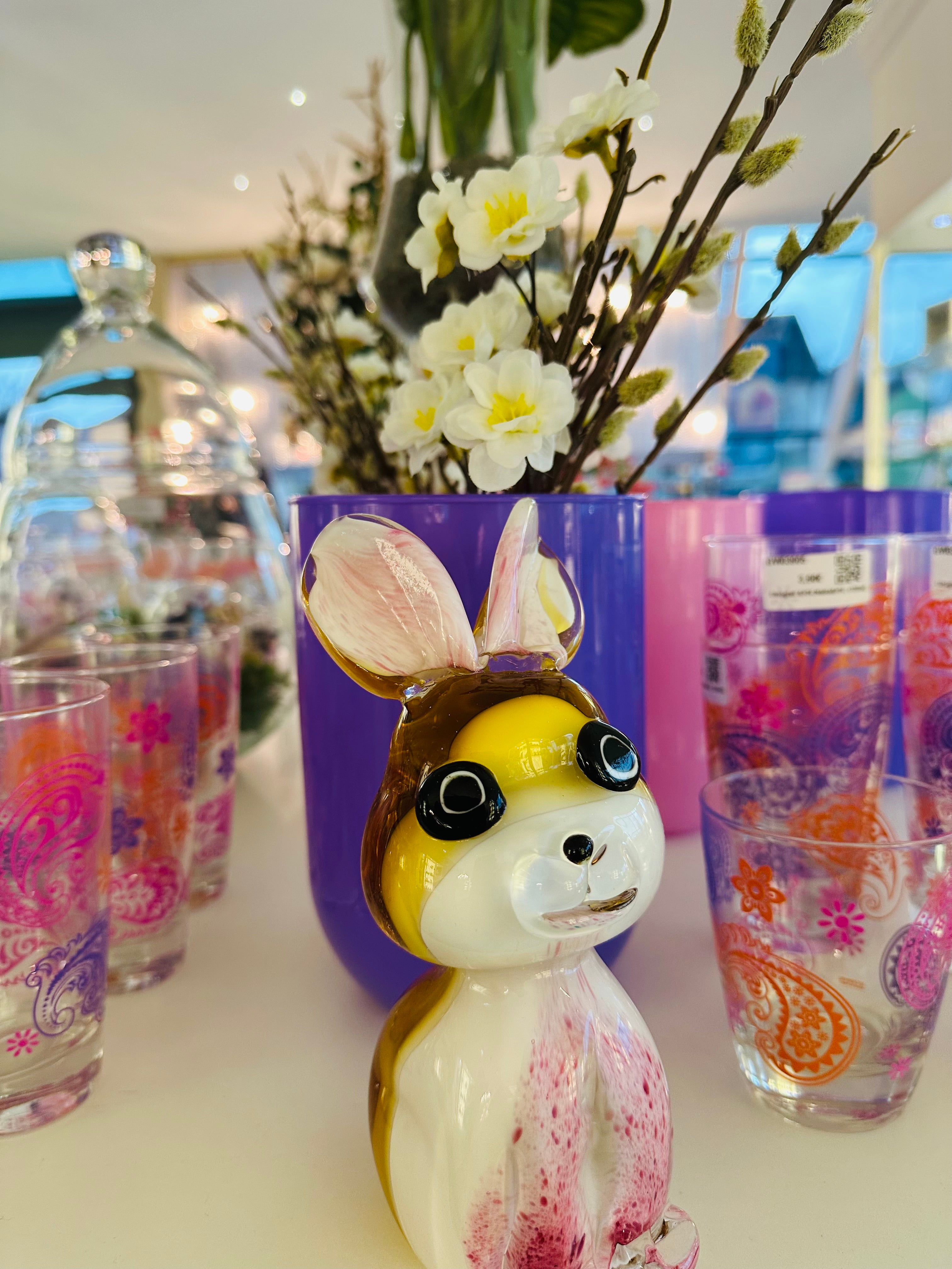 Glasfigur Hase Höhe ca. 19cm  Handarbeit