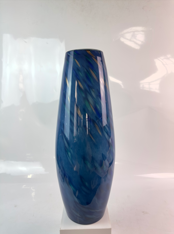 Glas Vase Modern in Blau/Türkis Handarbeit