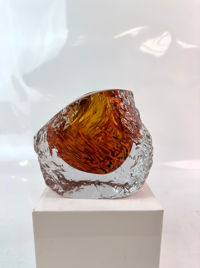 Glas Vase Modern in Amber/Transparent Handarbeit