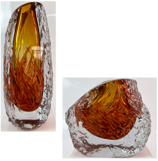 Glas Vase Modern in Amber/Transparent Handarbeit