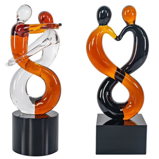 Glasfigur Glasskulptur Liebe Amber Höhe ca. 11cm Handarbeit