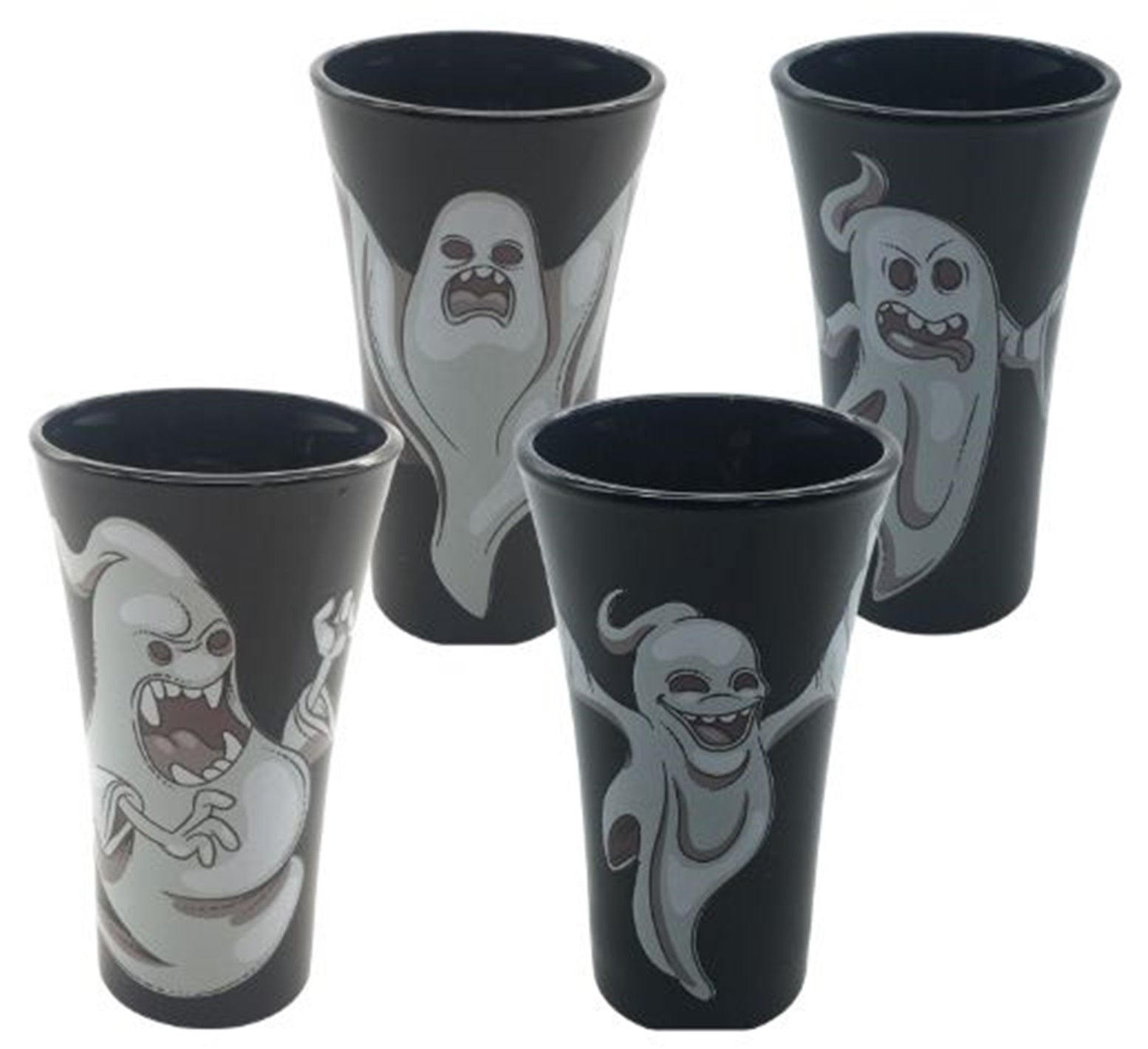 4er Set Trinkgläser mit Halloween Motiv, Schwarz/Weiß Höhe ca. 9,5cm