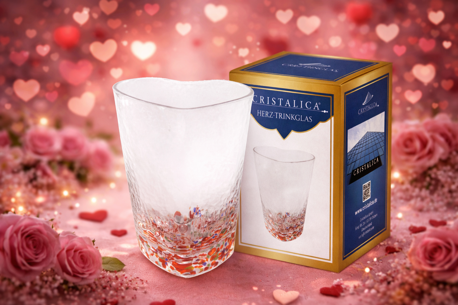 Herzschale Glasschale Bunt Konfeti/Transparent