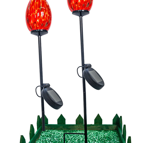 CRISTALICA Gartenspirale Aus Glas – Mundgeblasen, 40 Cm Hoch, Rot-orange, Mit Stab, Frostsicher