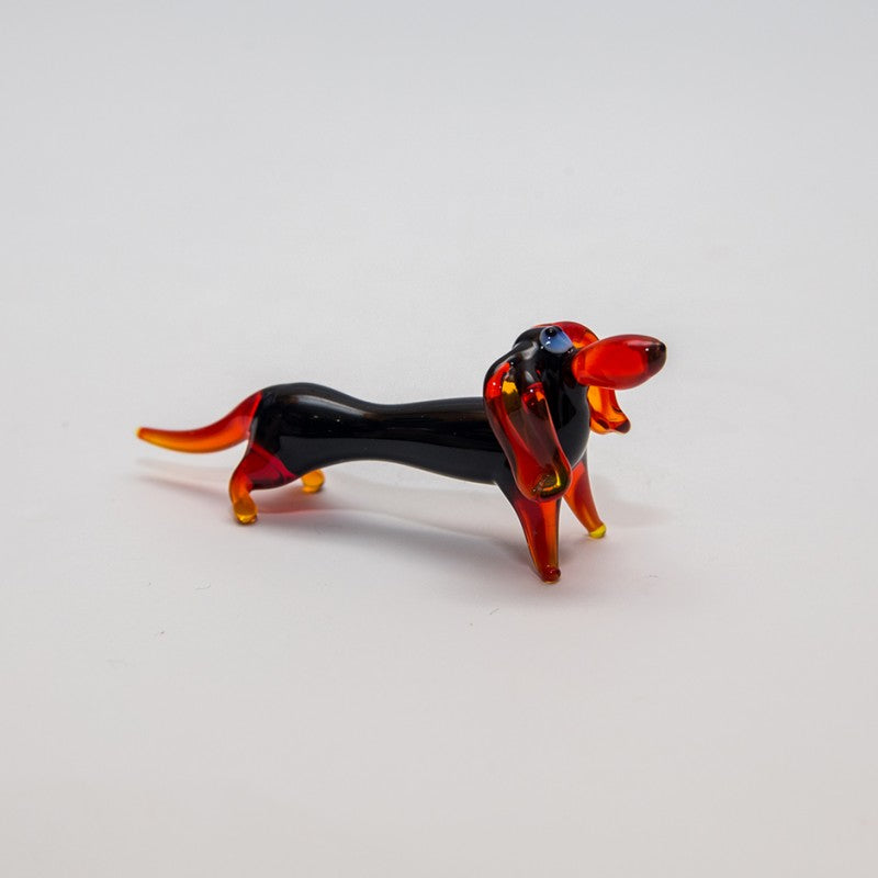 Hund Dackel Mini Plus 4-5cm Glas Figuren Sammeln Vitrine Miniatur Haustier
