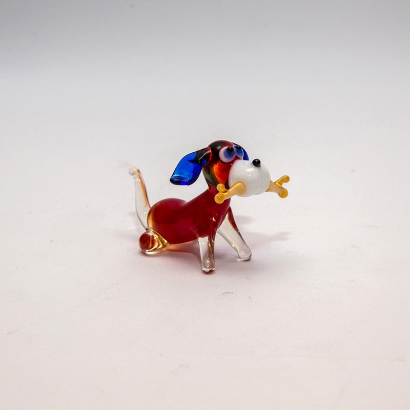 Hund Knochen Mini Plus 4-5cm Glas Figuren Sammeln Vitrine Miniatur Haustier