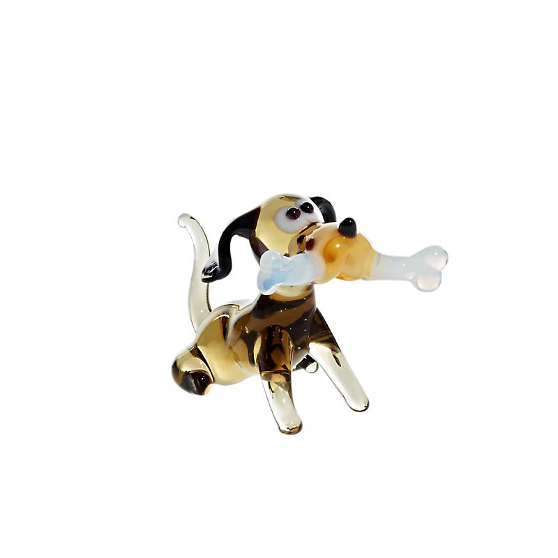 Hund Knochen Mini Plus 4-5cm Glas Figuren Sammeln Vitrine Miniatur Haustier