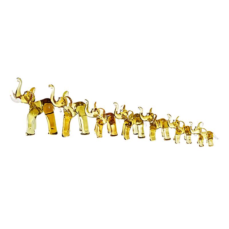Elefantenfamilie 7tlg. Big 15-17cm Glas Figuren Sammeln Vitrine Dekoration