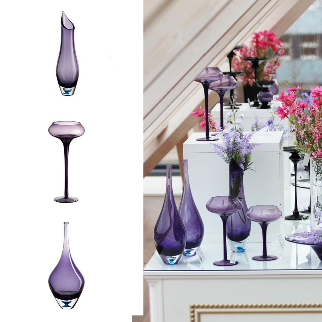 Kerzenhalter Kerzenständer Teelichthalter Sunstar Violett Glas 25 cm