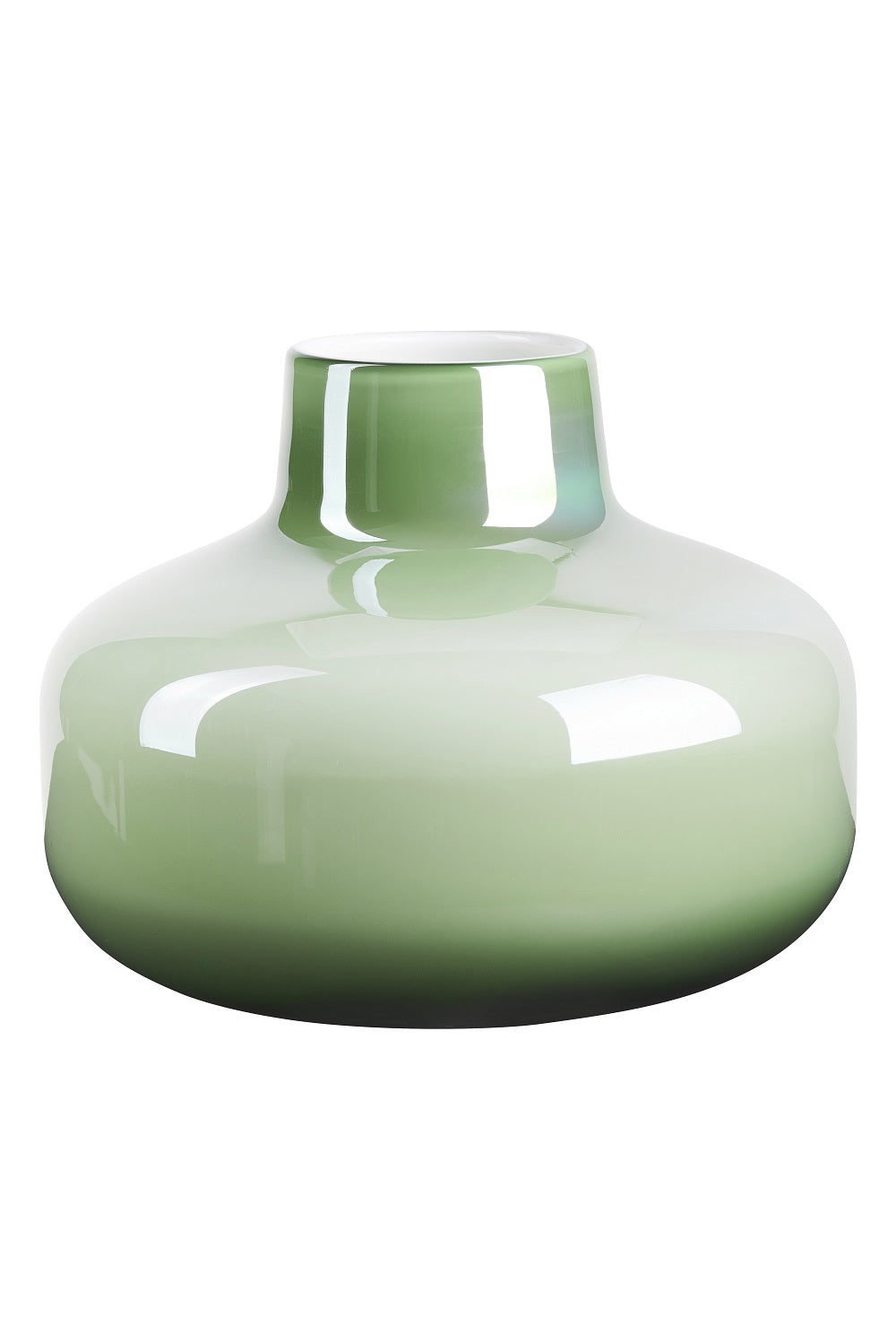 Flaschenvase Glasvase bauchig Perlmuttglanz Pastell Grün 20cm