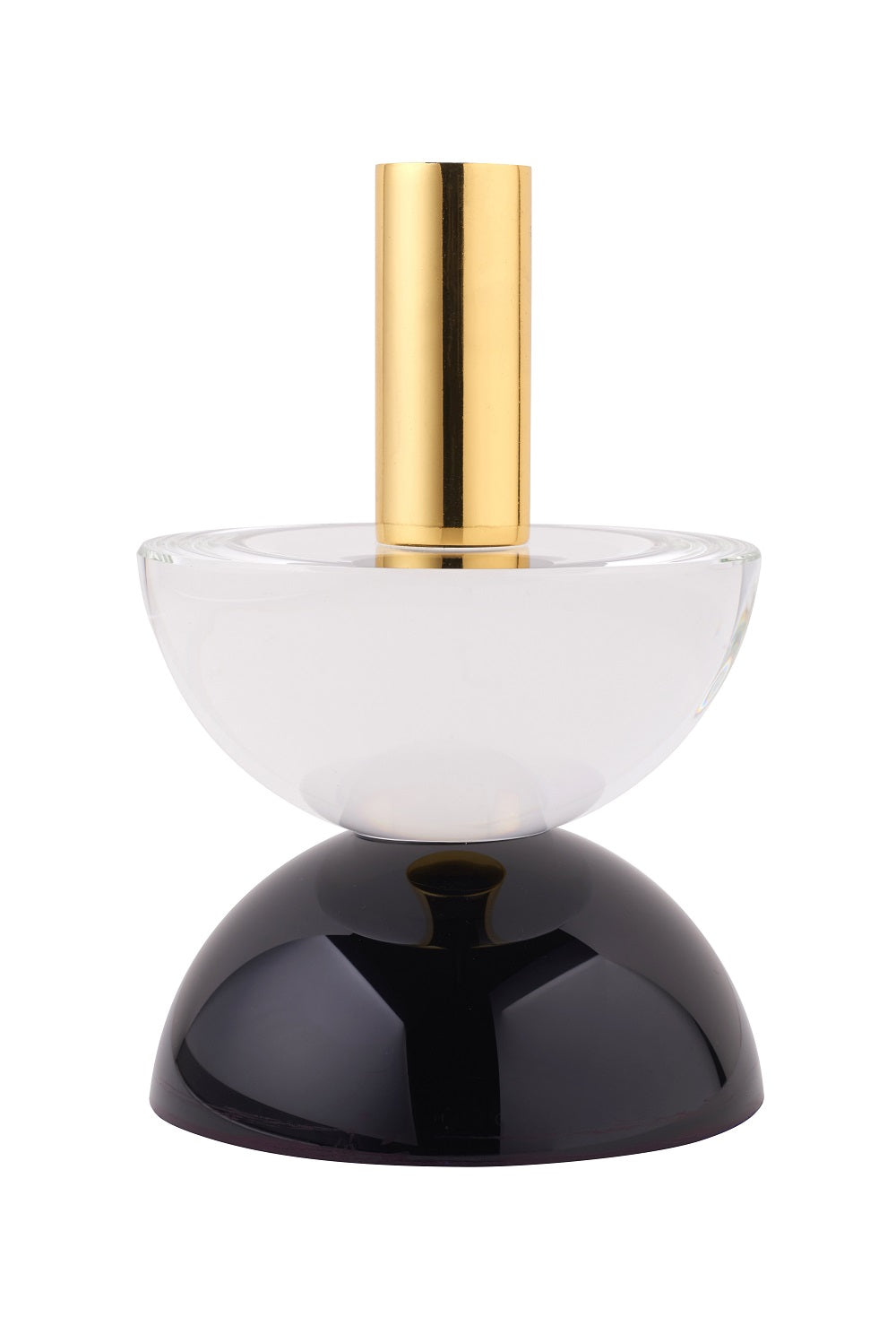 Kerzenhalter Halbkugeln Dioptrics Kristallglas14,5cm klar/schwarz/gold