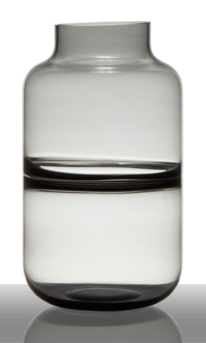 Glasvase Flasche Dekovase Blütenvase Bottle Line Grau 28 cm