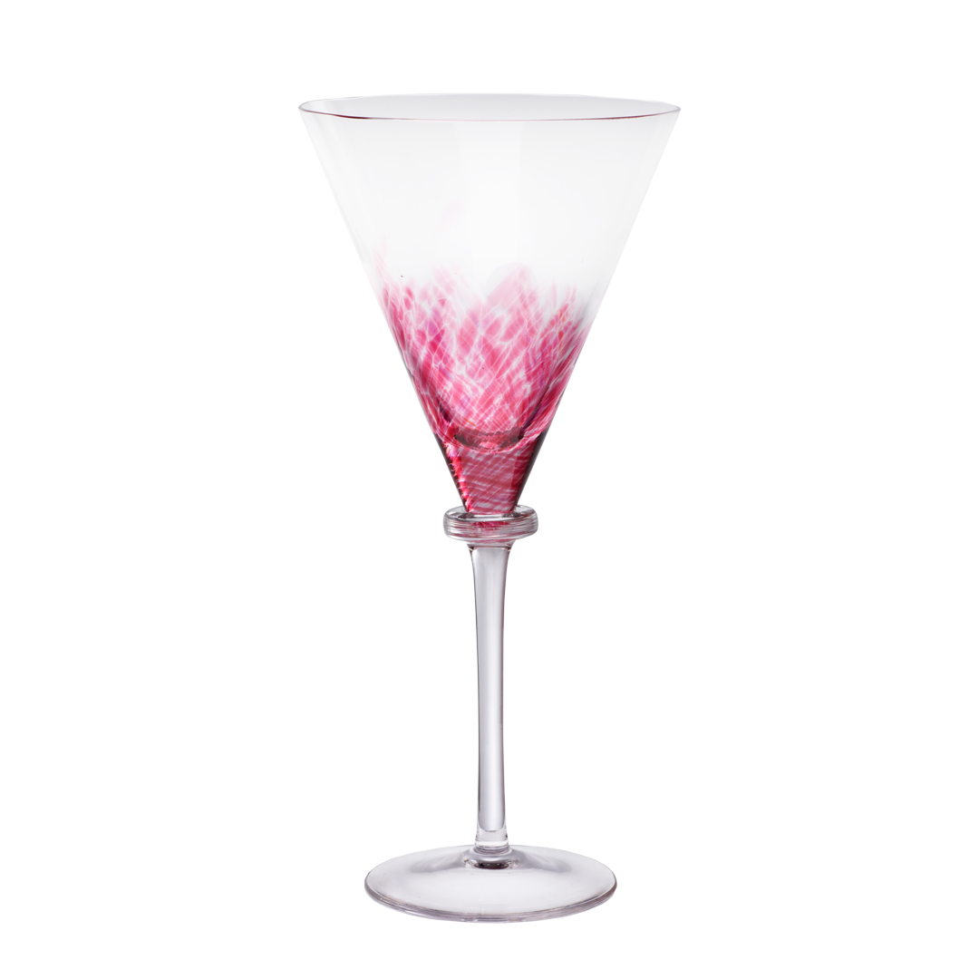 Sektglas Transparent/Pink Handarbeit Höhe ca. 23cm