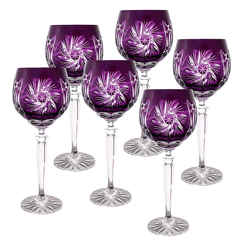 Weinglas violett Schleuderstern 6er Set (300ml)