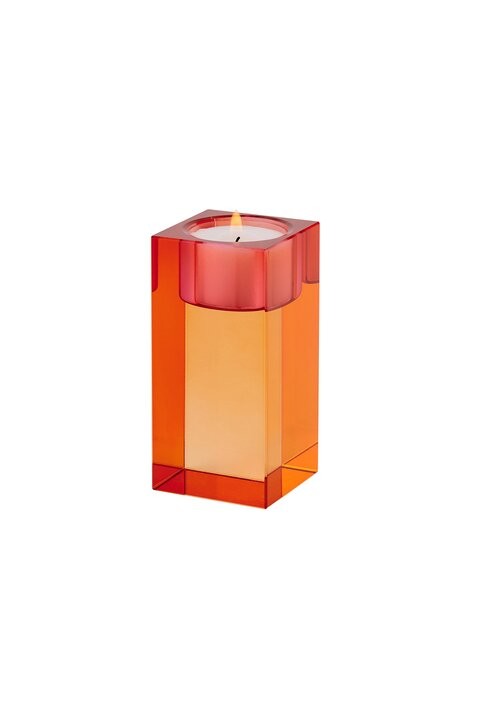 Teelichthalter Sari Kristallglas 10,3cm orange/rosa