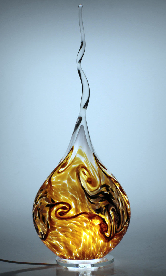 Glaslampe Flamme mit Glassockel 69cm Tischlampe Beleuchtung Dekoration