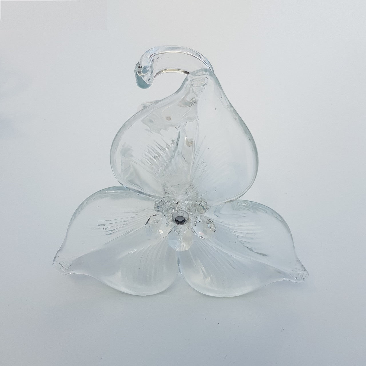 Glasblume klar Strassstein crystal Tischdekoration Serviettenring 14cm Handmade
