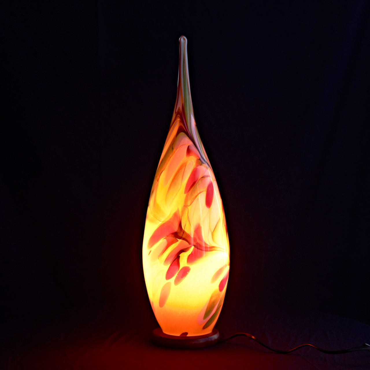 Tischlampe Beleuchtung Lichtquelle Flamme Dekoration Glas Kegel 25cm LED bunt
